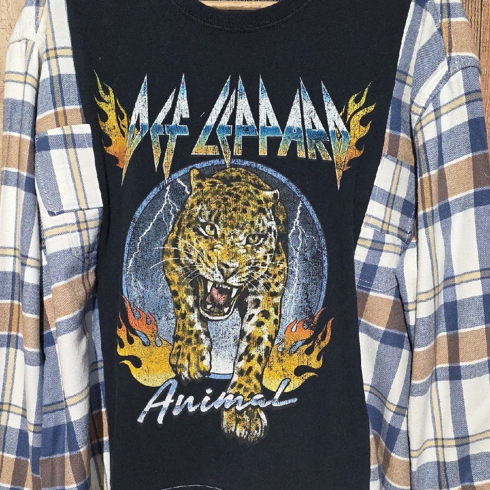 Upcycled 'Def Leapord' Women's Long Tee - Picture 2 of 5